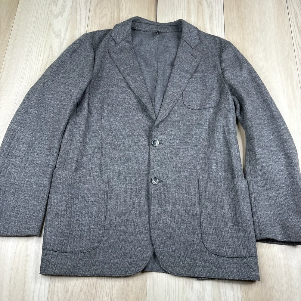 Bugatchi Mens Heather Gray Soft Tuch Virgin Wool Two Button Knit Blazer Size 40